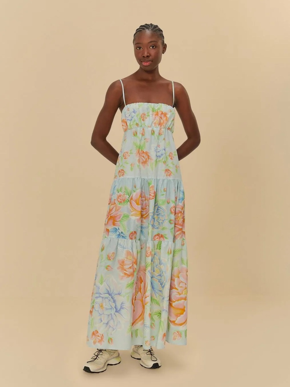 Farm Rio Sofia Floral Print Cropped Dress